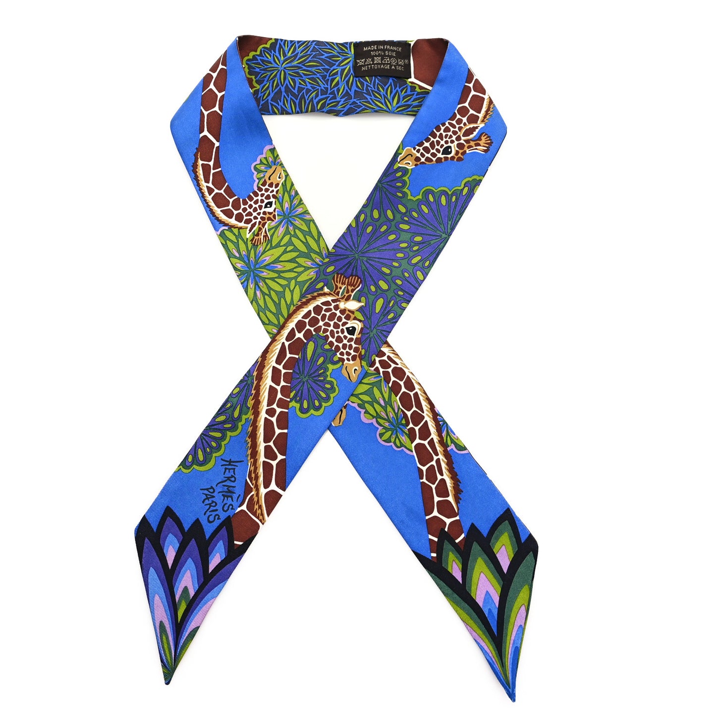 Silk The Three Graces Twilly Bleu Vert Marron