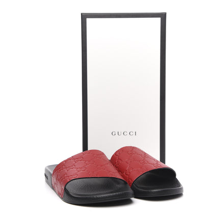 Gucci Guccissima Signature Womens Slide Sandals 40 Hibiscus Red 7 of 7