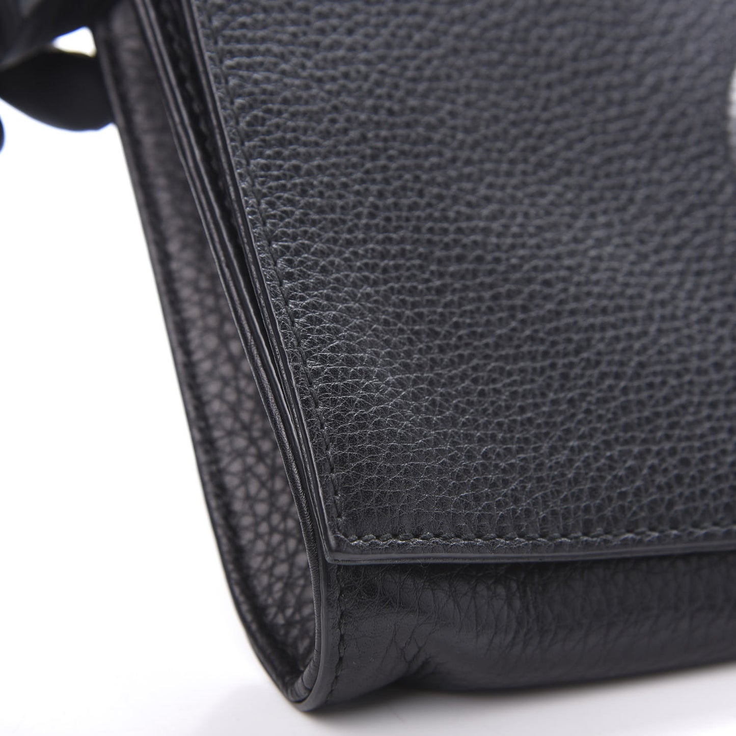 Pebbled Calfskin Medium Soho Clutch Black