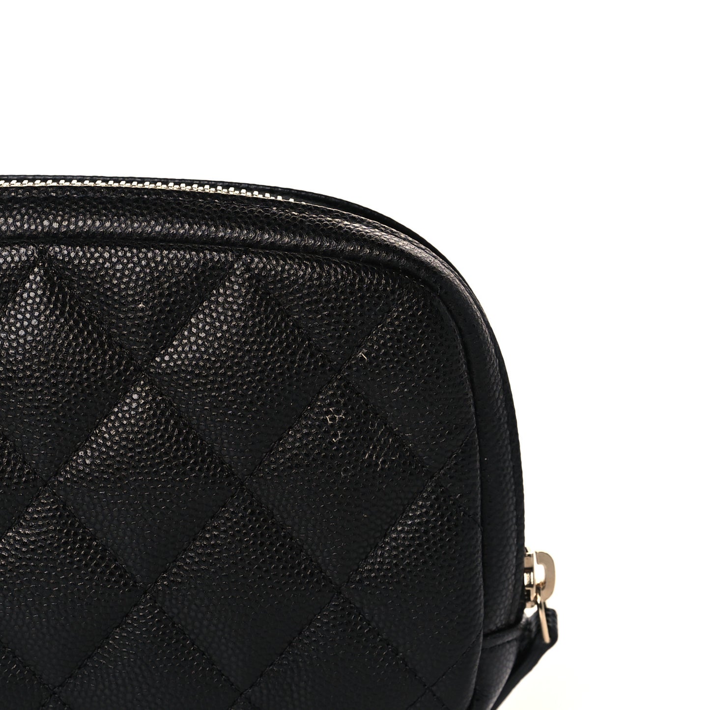 Caviar Quilted Small Curvy Pouch Cosmetic Case Black
