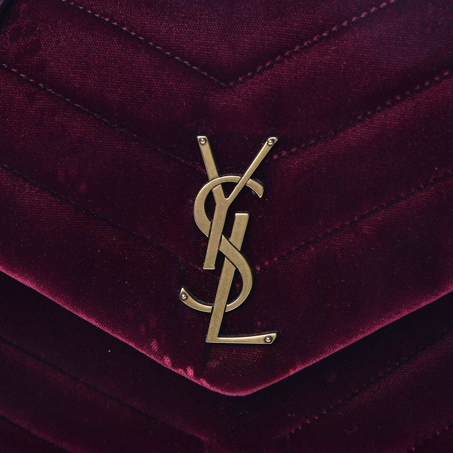 Velvet Y Quilted Monogram Small Loulou Chain Satchel Burgundy