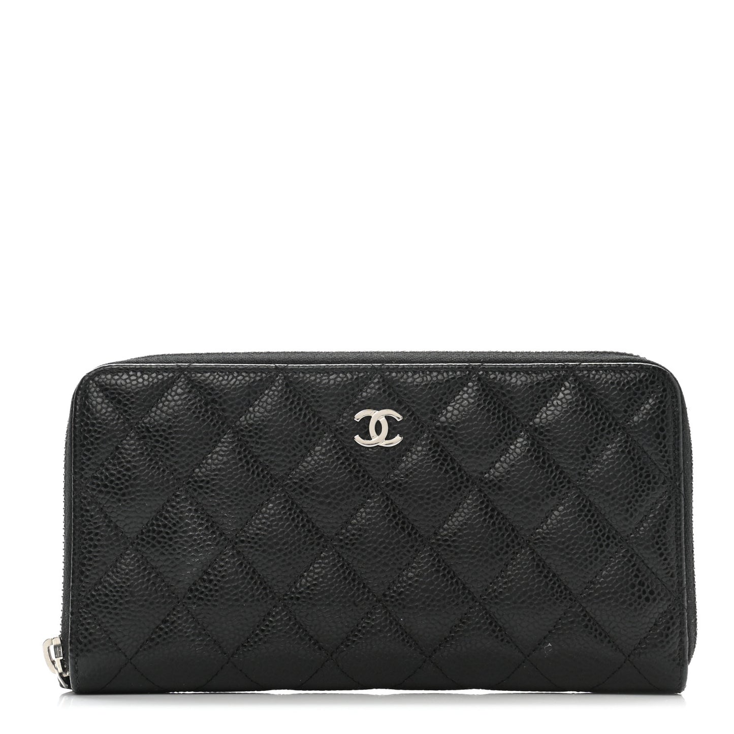 Caviar Quilted Large Gusset Zip Around Wallet Black