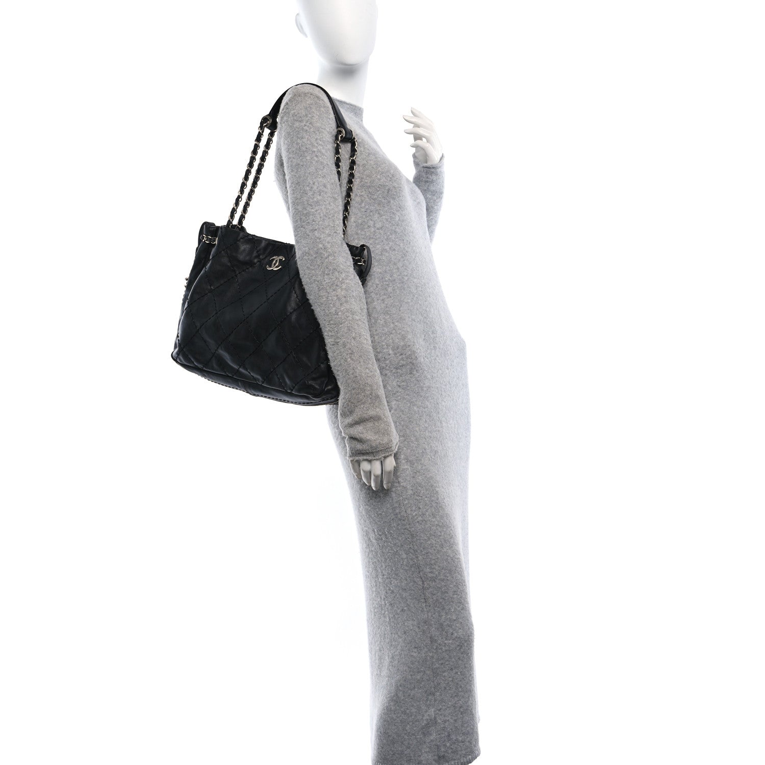 Chanel Lambskin Stitched Expandable Tote Black 2 of 10