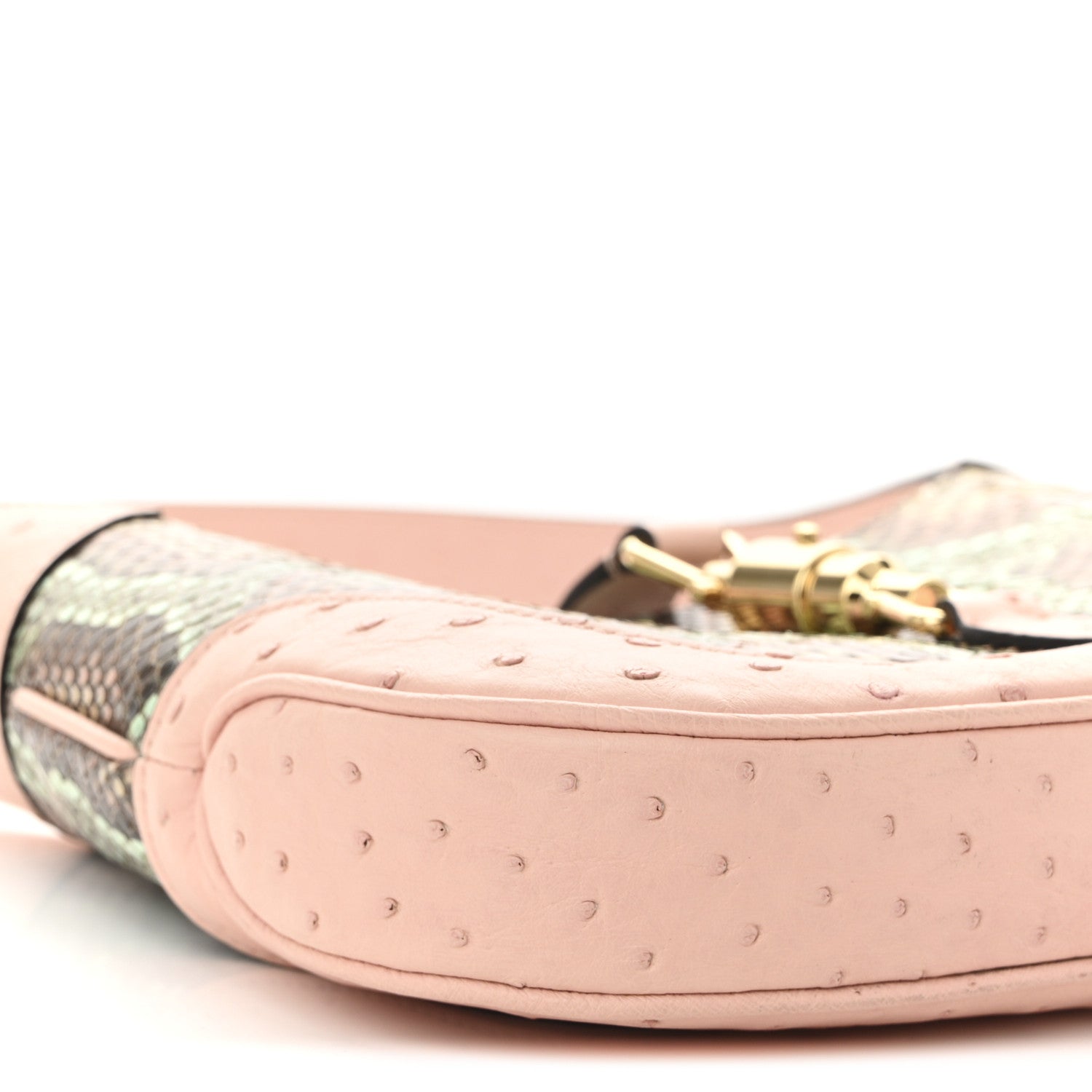 Gucci Snakeskin Ostrich Calfskin Small Jackie 1961 Hobo Pink Multicolor 9 of 10