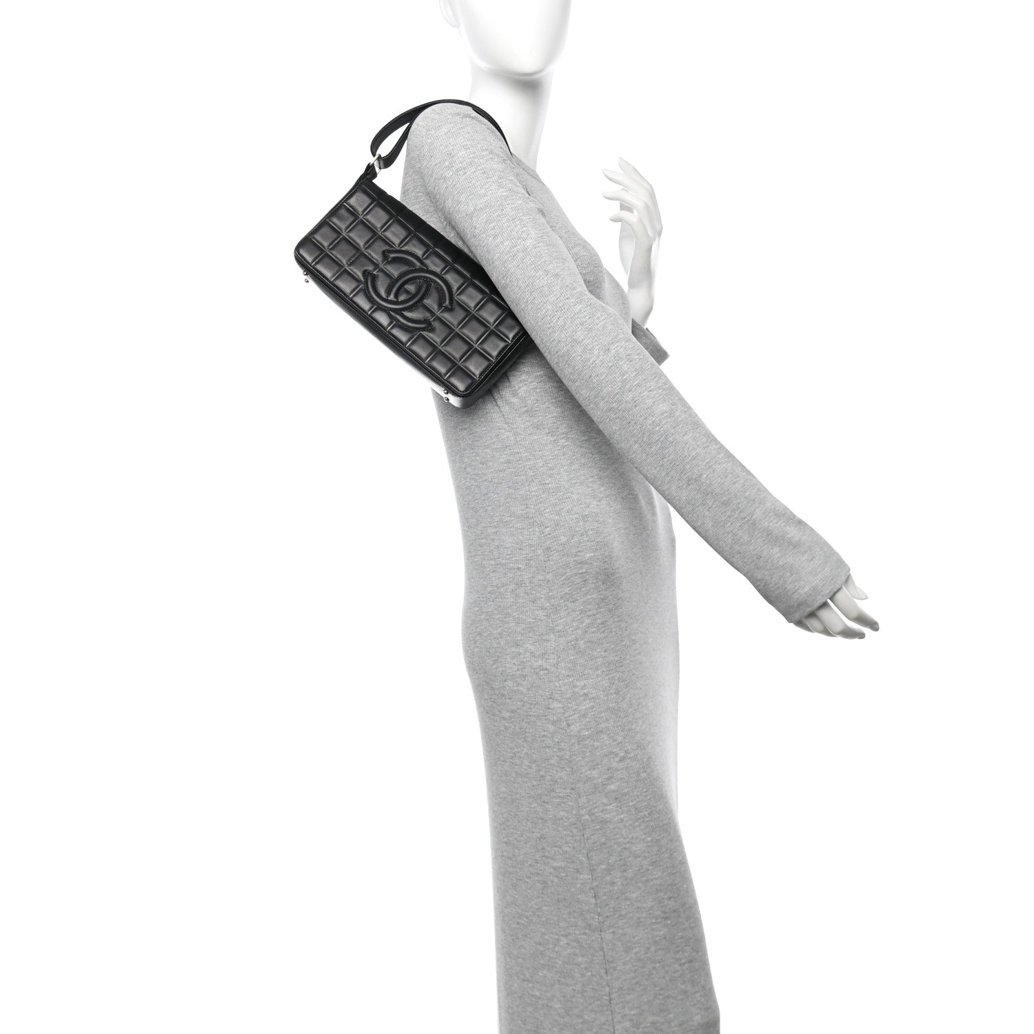 Chanel Lambskin Quilted CC Chocolate Bar Flap Black 2 of 10