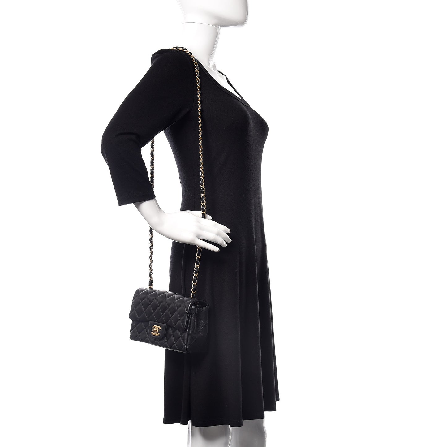 Lambskin Quilted Mini Rectangular Flap Black