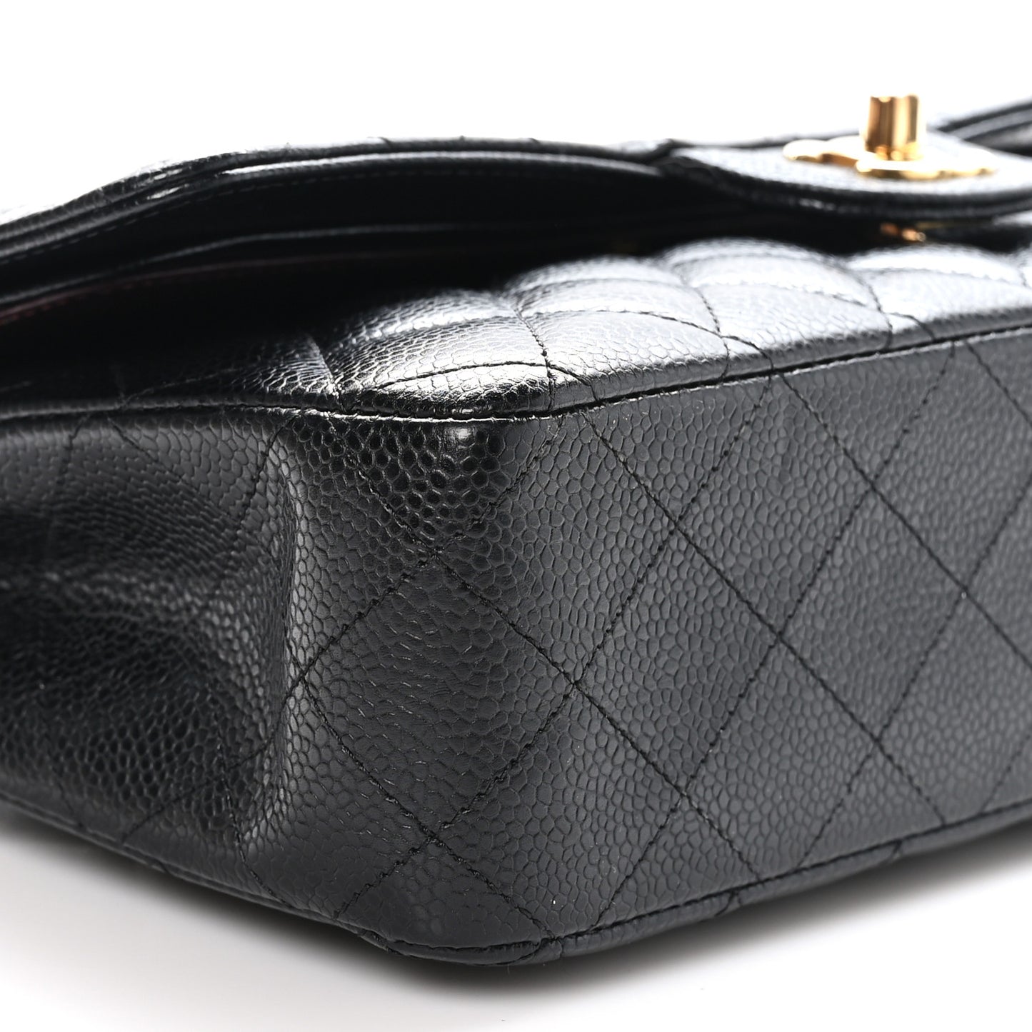 Caviar Quilted Medium Double Flap Black