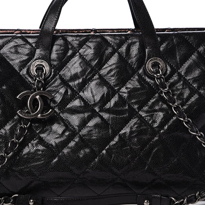 Chanel Crumpled Grained Calfskin Quilted CC Crave Tote Black 7 of 12