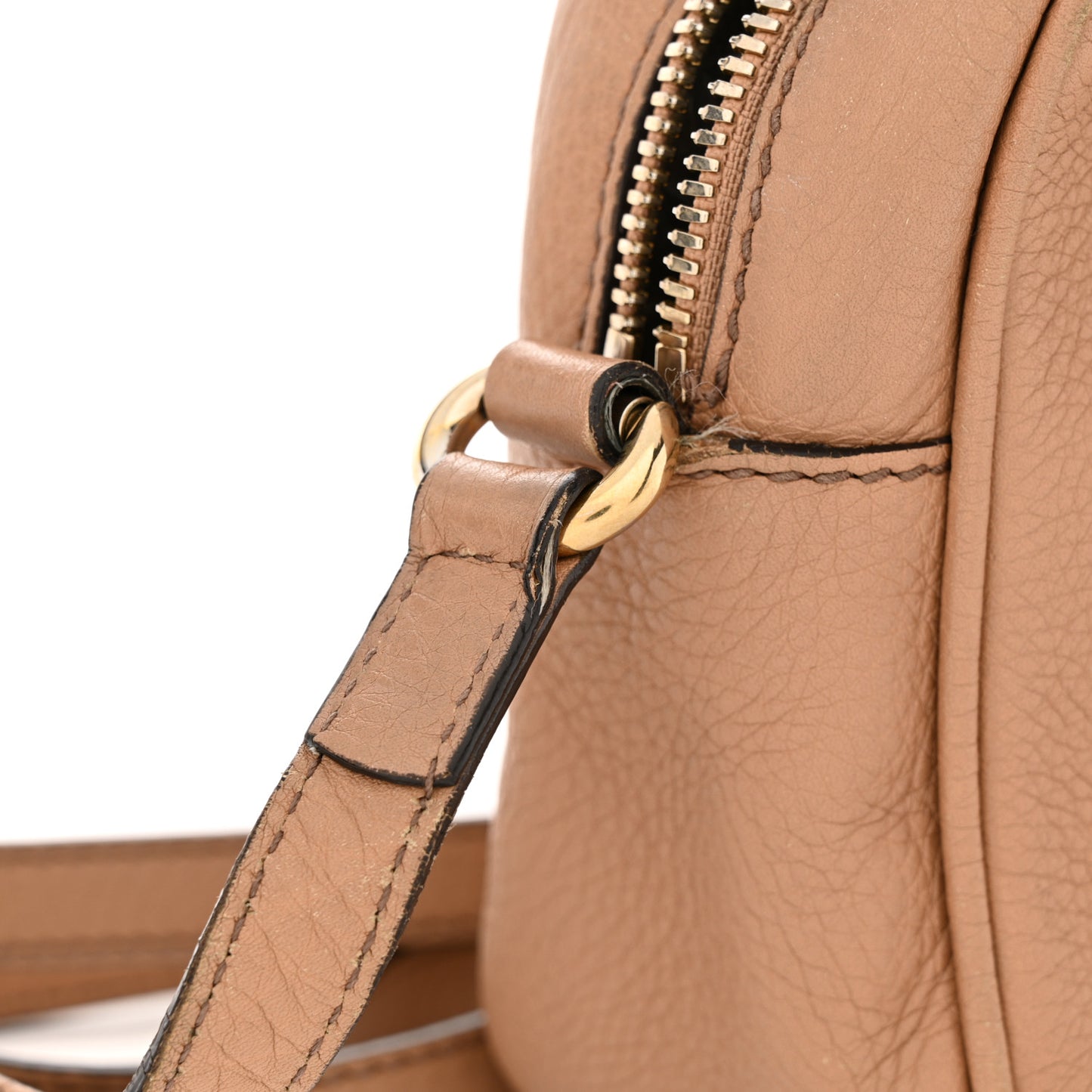 Pebbled Calfskin Small Soho Disco Bag Camelia