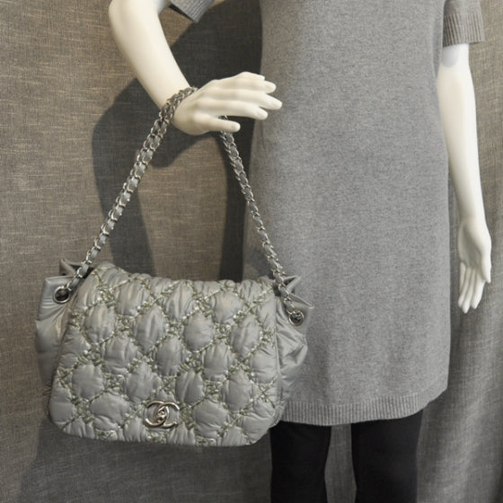 Nylon Quilted Tweed on Stitch Flap Gray