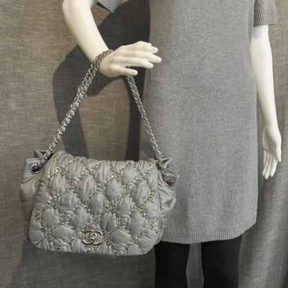 Chanel Nylon Quilted Tweed on Stitch Flap Gray 3 of 12