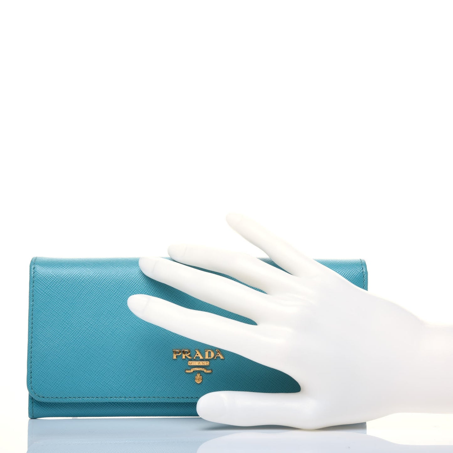 Saffiano Metal Continental Flap Wallet Turchese