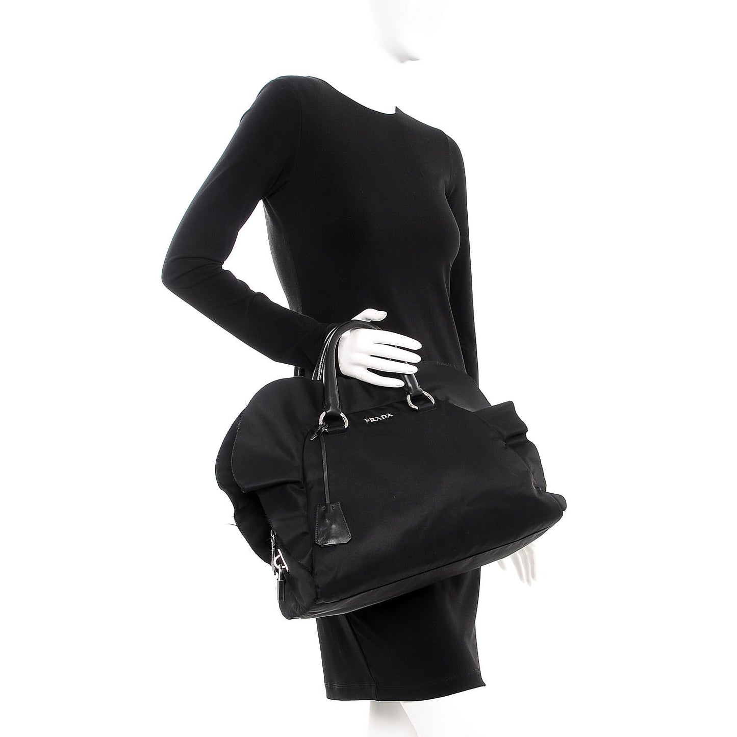 Tessuto Nylon Ruffle Bauletto Nero Black