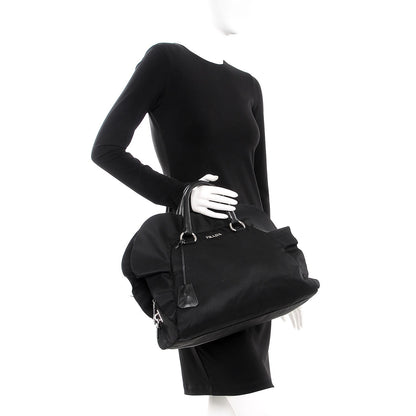Prada Tessuto Nylon Ruffle Bauletto Nero Black 2 of 11