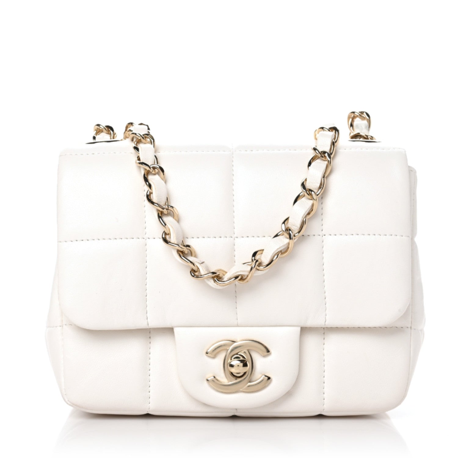 Chanel Lambskin Resin Crystal Square Quilted Monacoco Mini Square Flap White 1 of 9