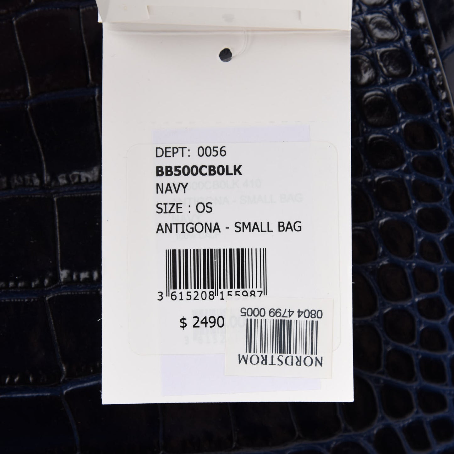 Calfskin Crocodile Embossed Small Antigona Navy