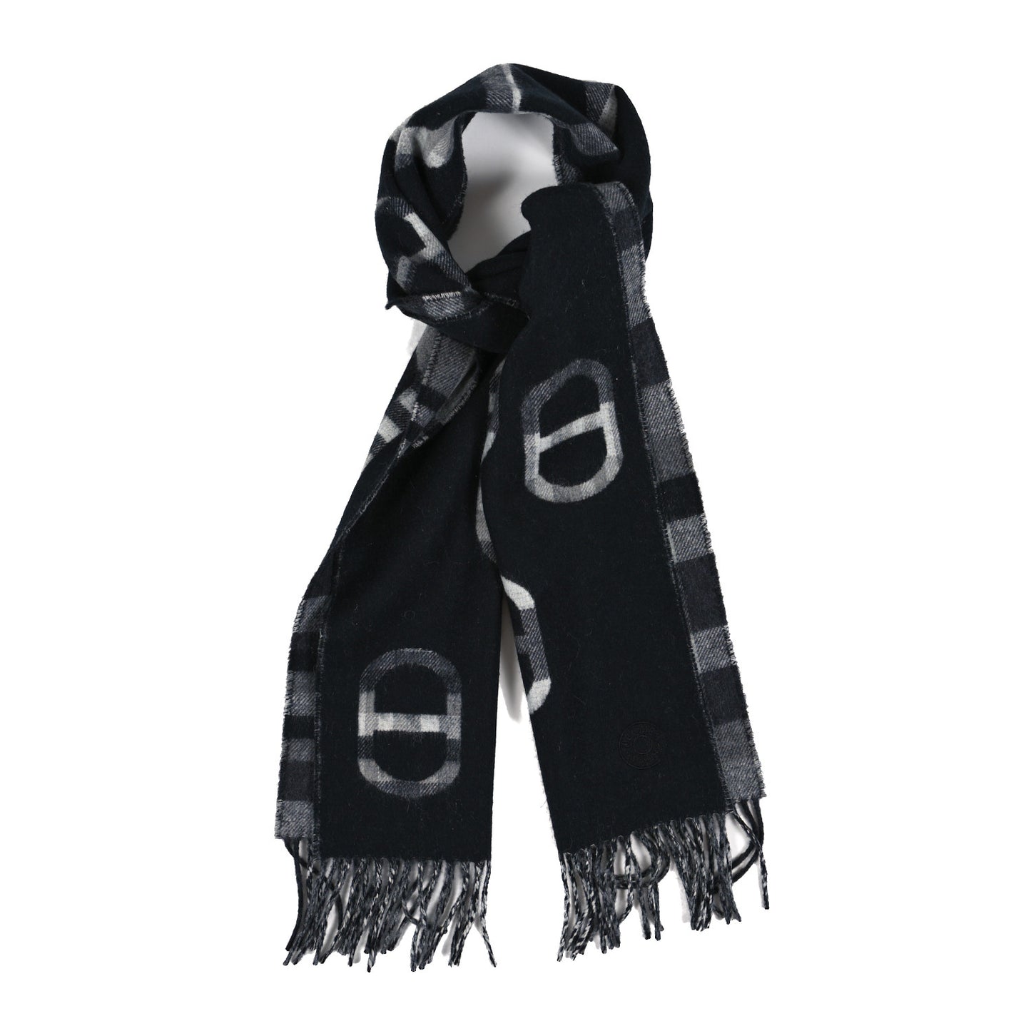 Cashmere Tartan Maillons Muffler Black Grey