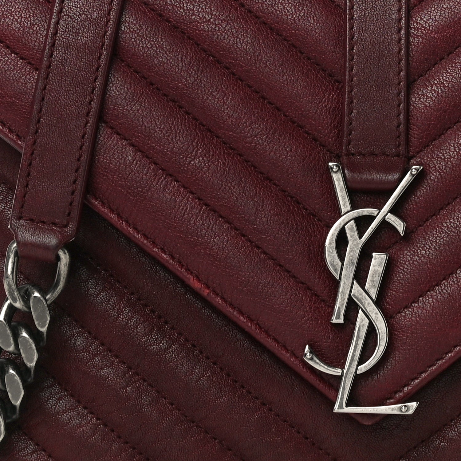 Saint Laurent Sheepskin Matelasse Chevron Medium College Bag Rouge Legion 15 of 15