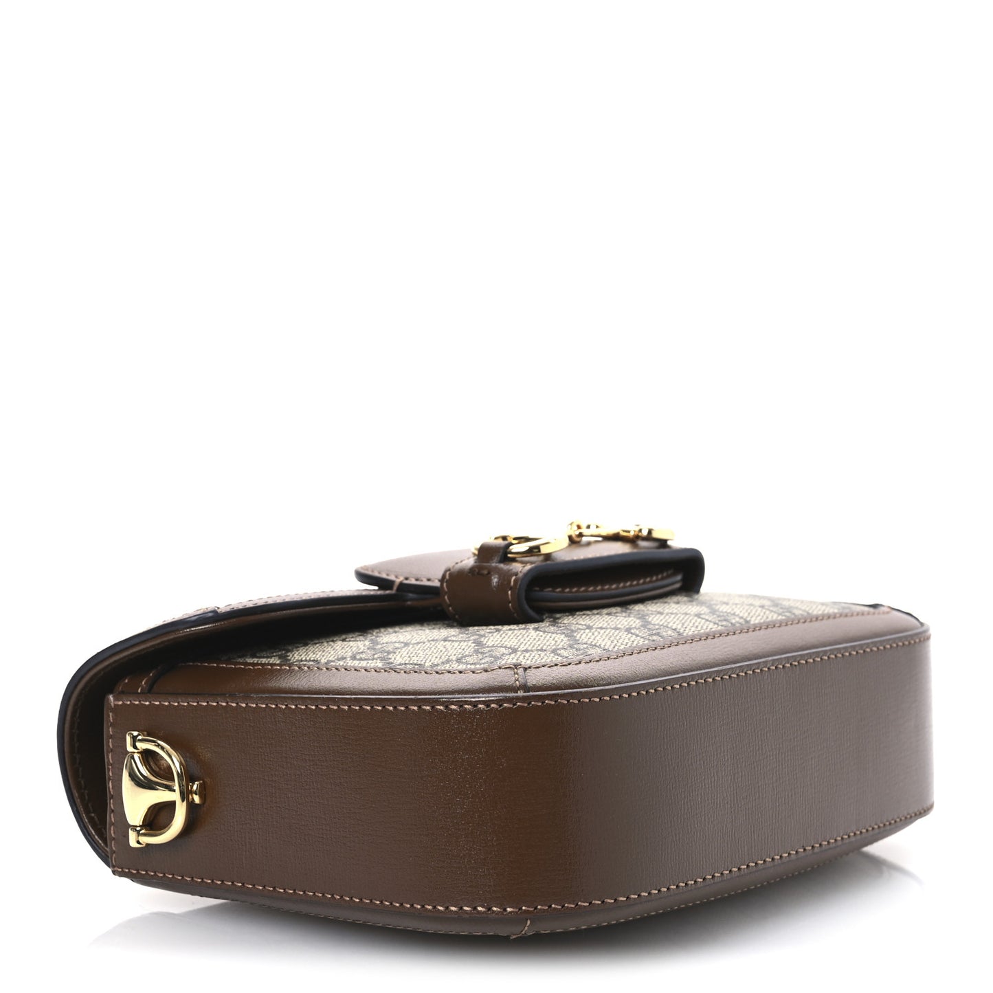 GG Supreme Monogram Web Mini Horsebit 1955 Shoulder Bag Beige Brown Sugar