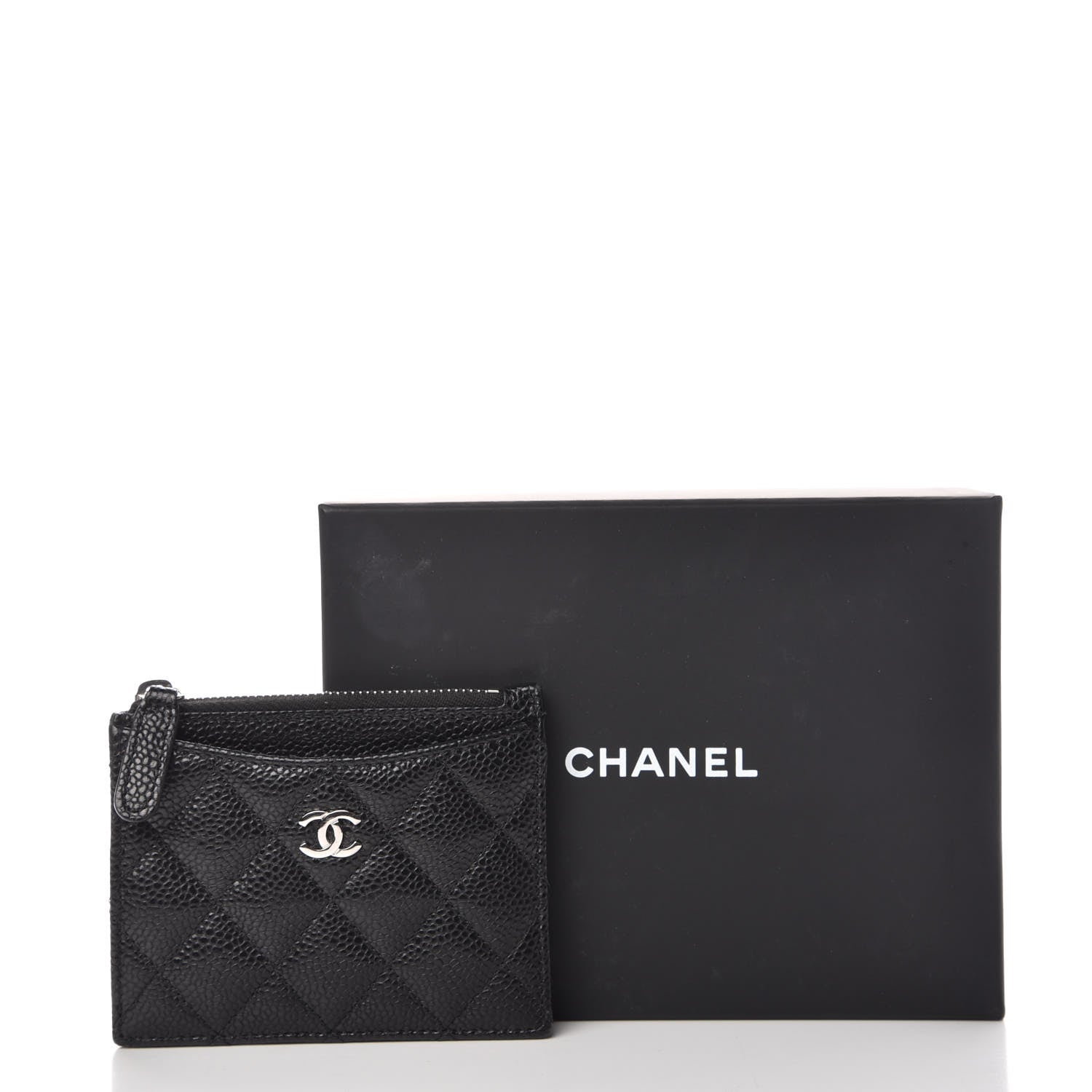 Chanel Caviar Quilted CC Zip Card Holder Black 9 of 9