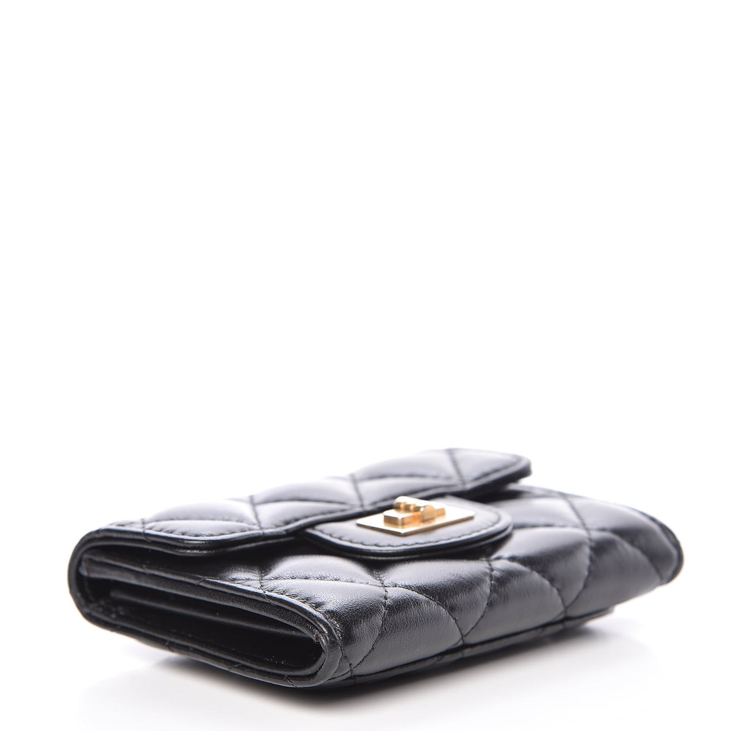 Aged Calfskin Quilted Reissue Flap Card Holder Wallet Black