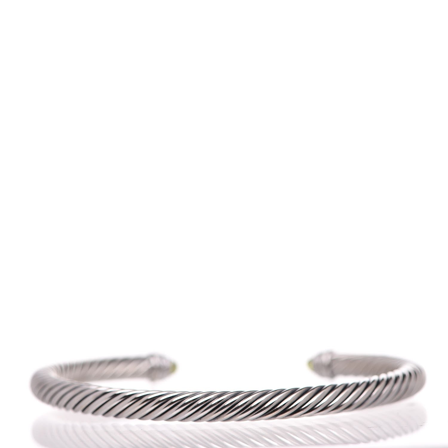 David Yurman Sterling Silver Diamond Peridot 5mm Cable Classics Bracelet 3 of 5