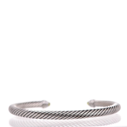 David Yurman Sterling Silver Diamond Peridot 5mm Cable Classics Bracelet 3 of 5
