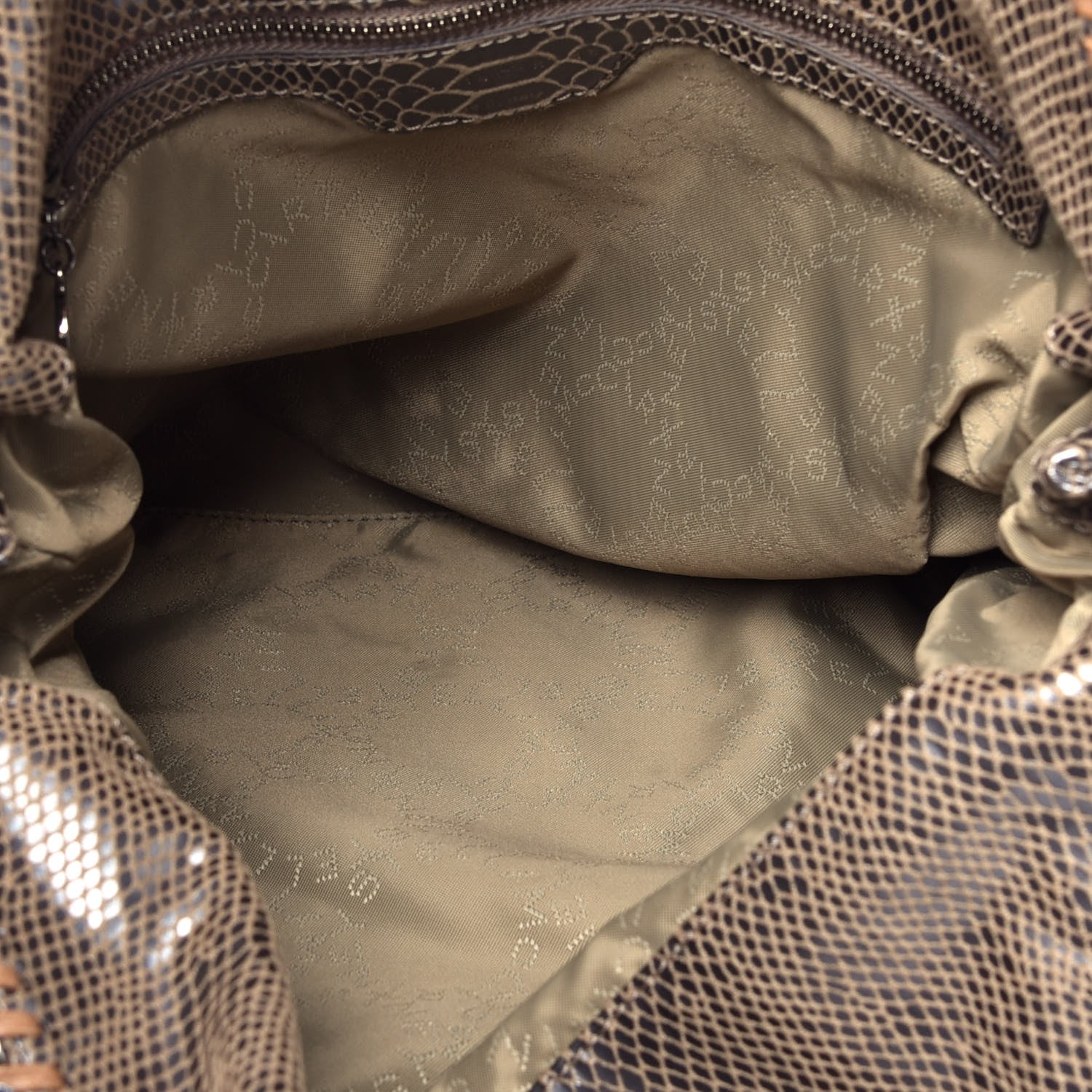 Stella McCartney Metallic Snakeskin Print Small Falabella Fold Over Tote Brown 6 of 9