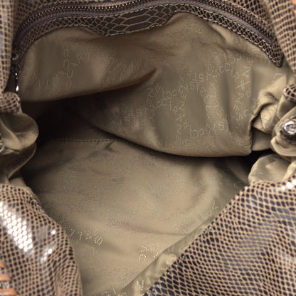 Stella McCartney Metallic Snakeskin Print Small Falabella Fold Over Tote Brown 6 of 9