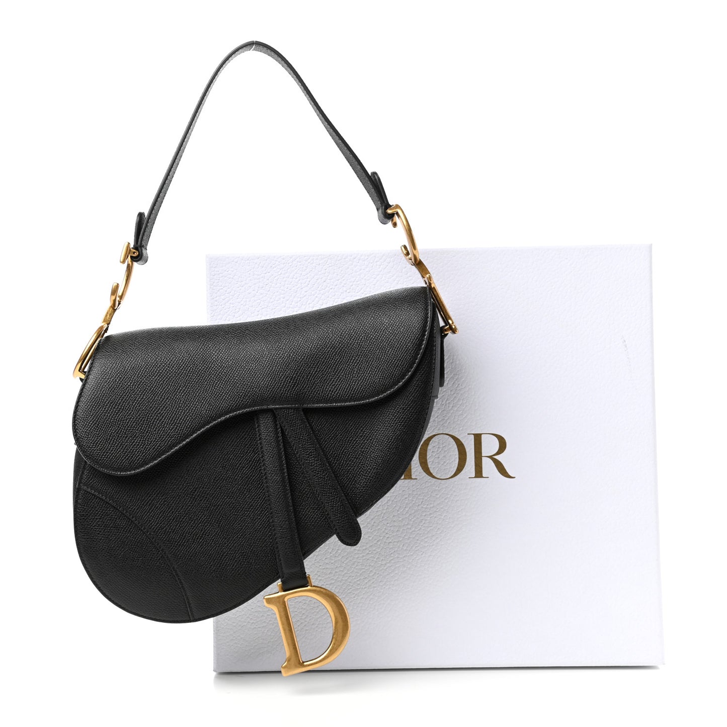 Grained Calfskin Saddle Bag Black