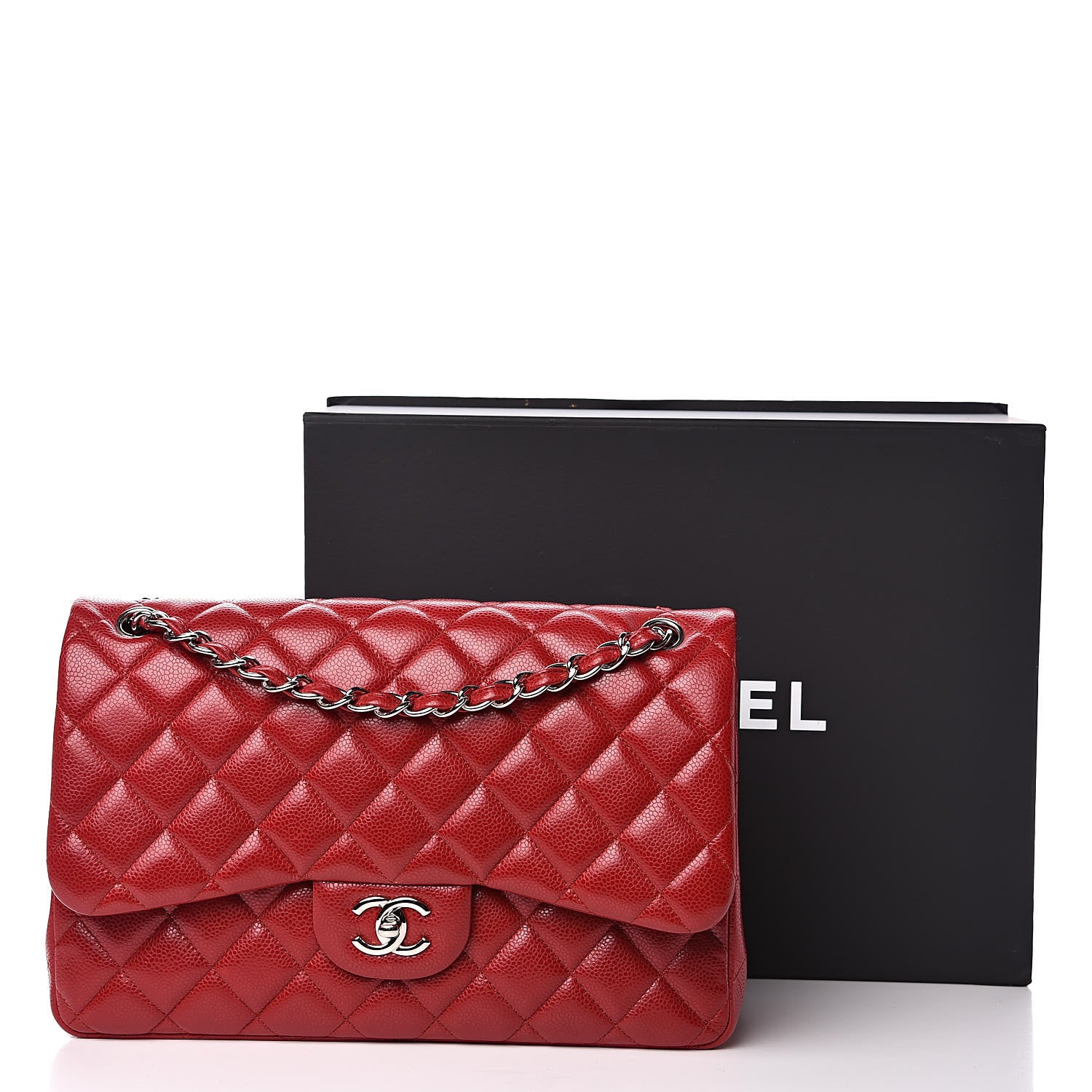 Chanel Caviar Quilted Jumbo Double Flap Red 12 of 12