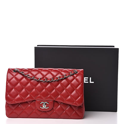 Chanel Caviar Quilted Jumbo Double Flap Red 12 of 12