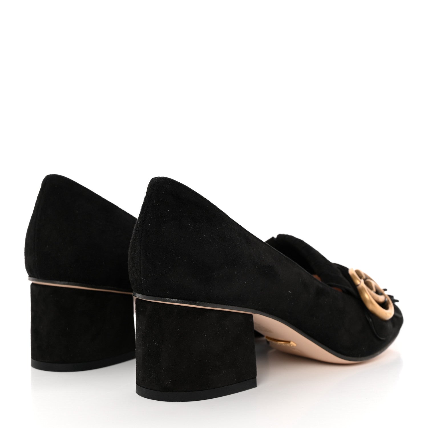 Gucci Kid Scamosciato GG Marmont Fringe 50mm Loafer Pumps 36 Black 4 of 12