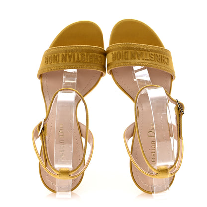 Christian Dior Cotton Strass Embroidered Dway Heeled Sandals 36 Dark Saffron 2 of 10