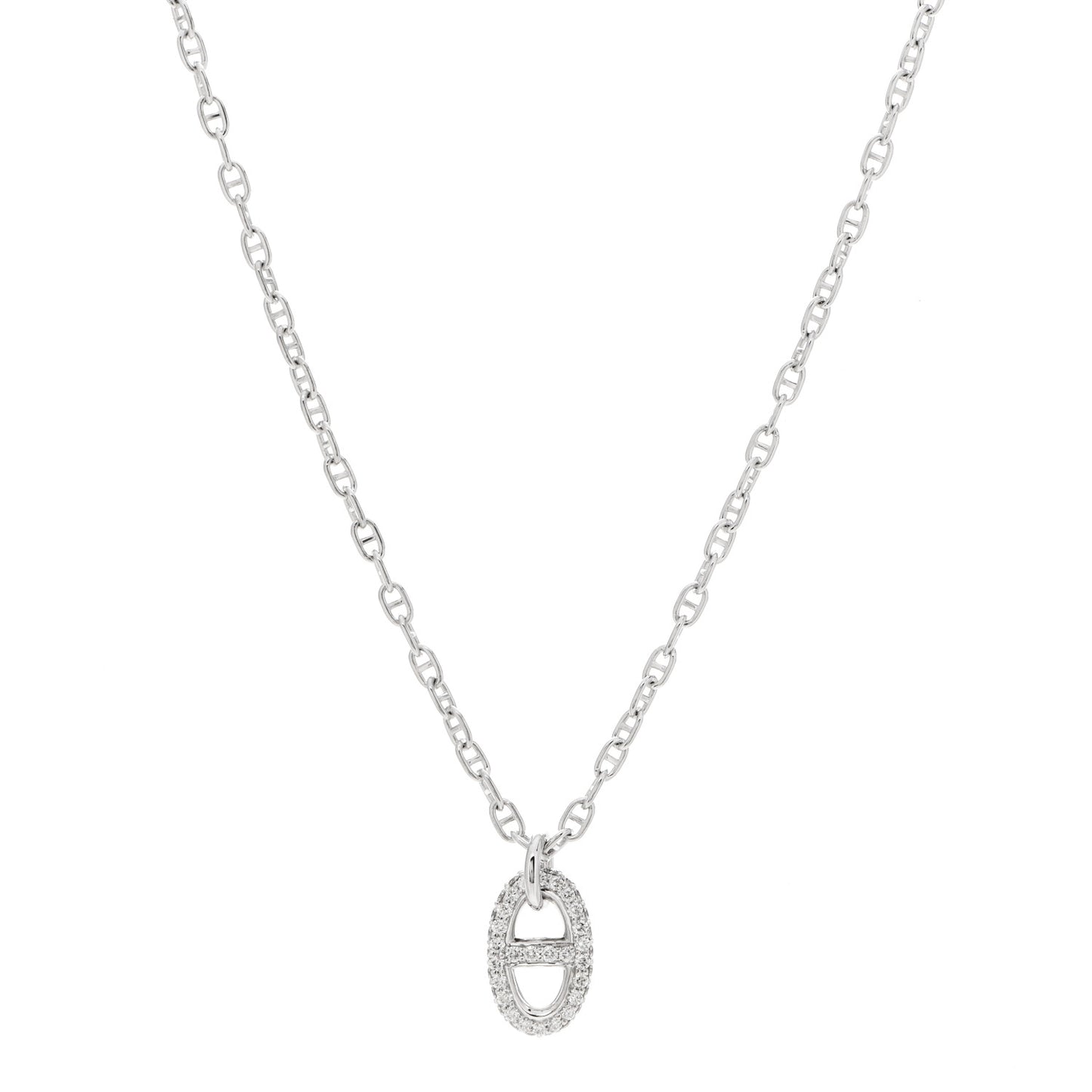 18K White Gold Diamond New Farandole Pendant Necklace