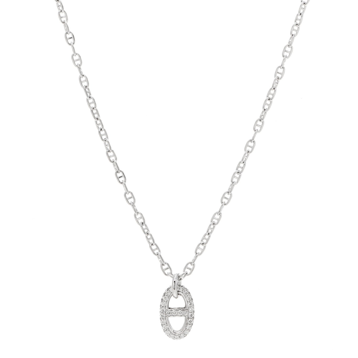 Hermes 18K White Gold Diamond New Farandole Pendant Necklace 1 of 5