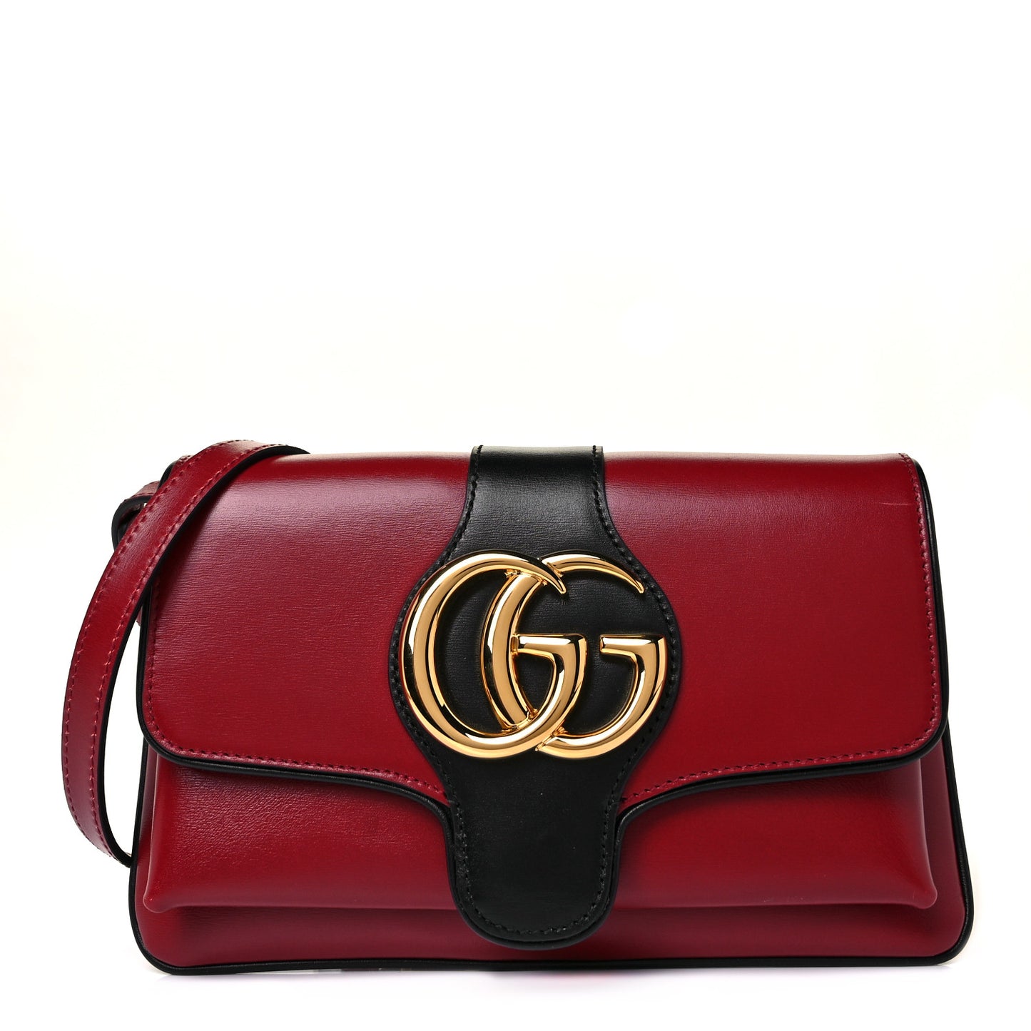Vitello Palmellato Lux Bi-Color Small Arli Flap Shoulder Bag New Cherry Red Black