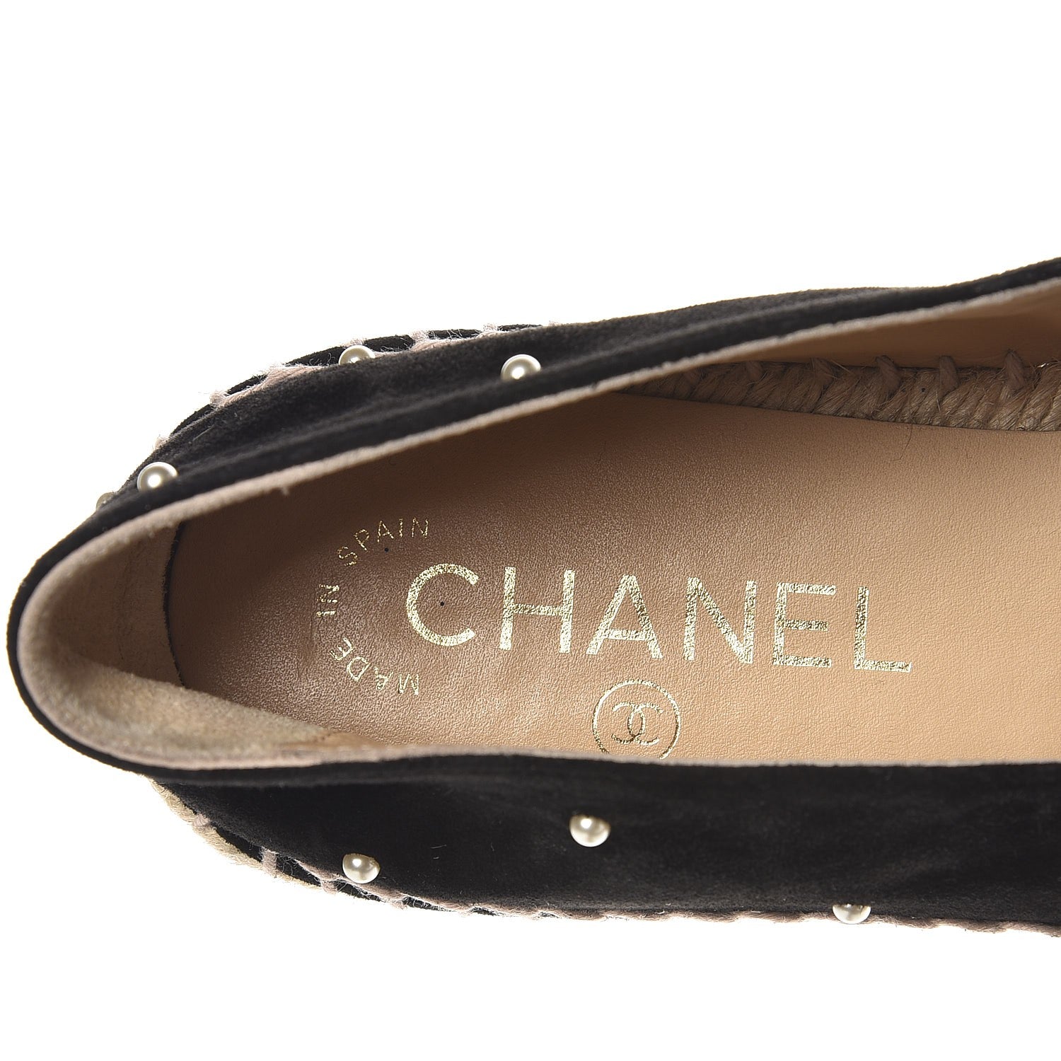 Chanel Suede Pearl CC Espadrilles 39 Black 6 of 10