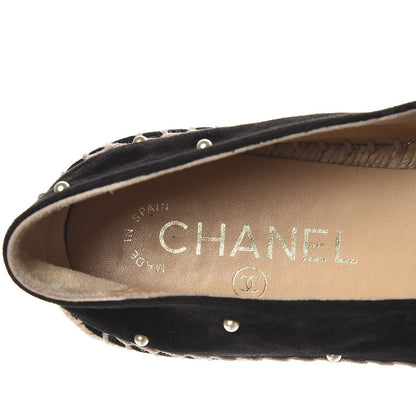 Chanel Suede Pearl CC Espadrilles 39 Black 6 of 10