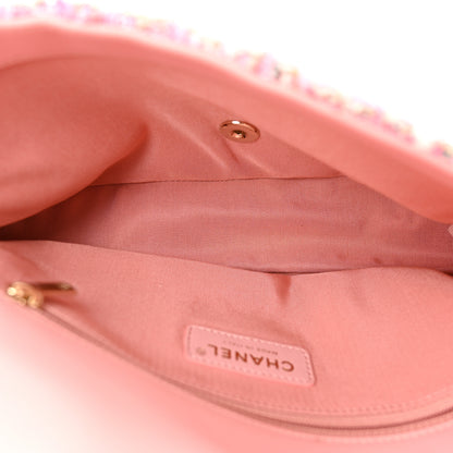Chanel Tweed Medium Pearl Handle Flap Pink Beige Orange Ecru 5 of 10