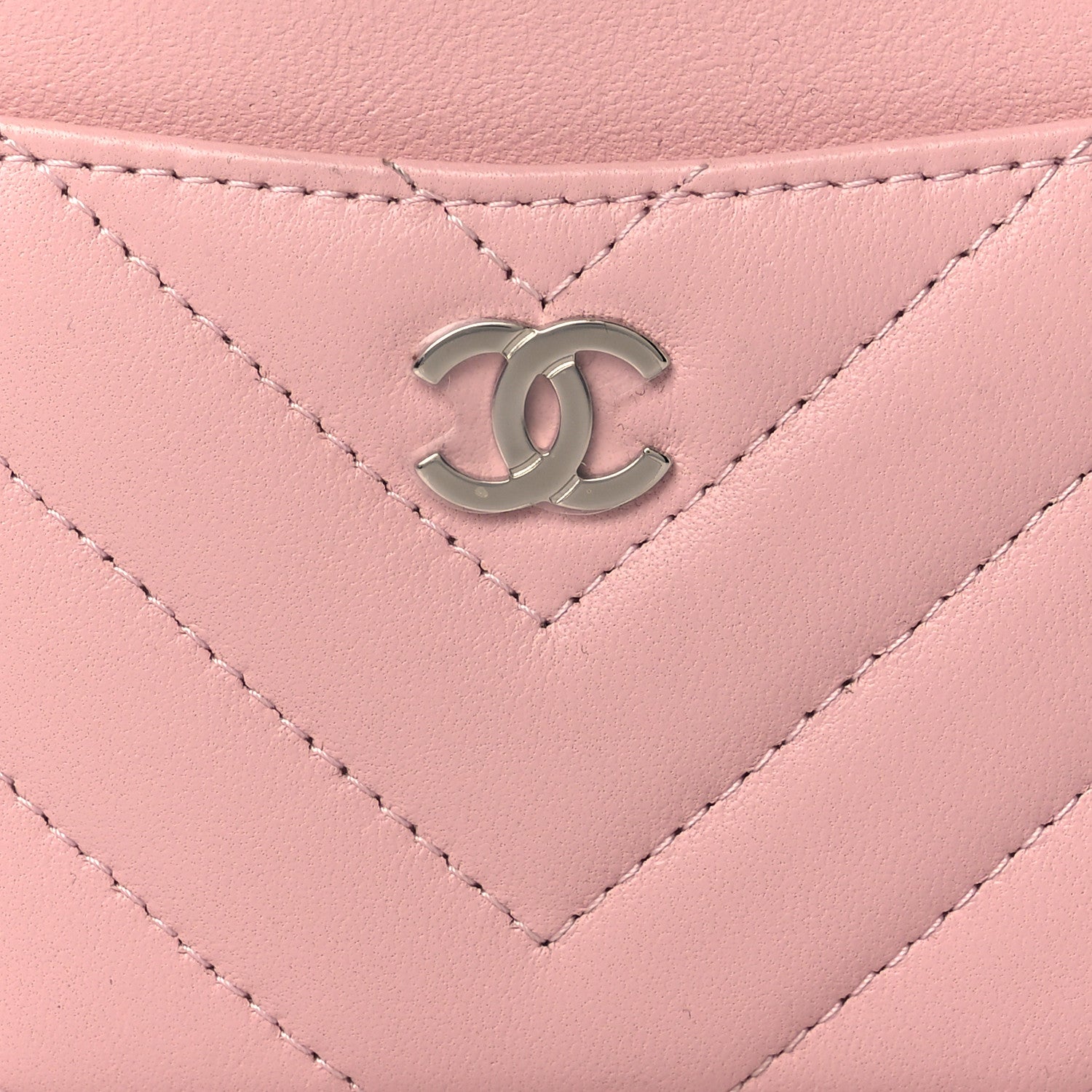Chanel Lambskin Chevron Quilted Card Holder Light Pink 10 of 10