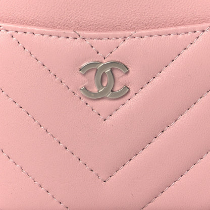Chanel Lambskin Chevron Quilted Card Holder Light Pink 10 of 10