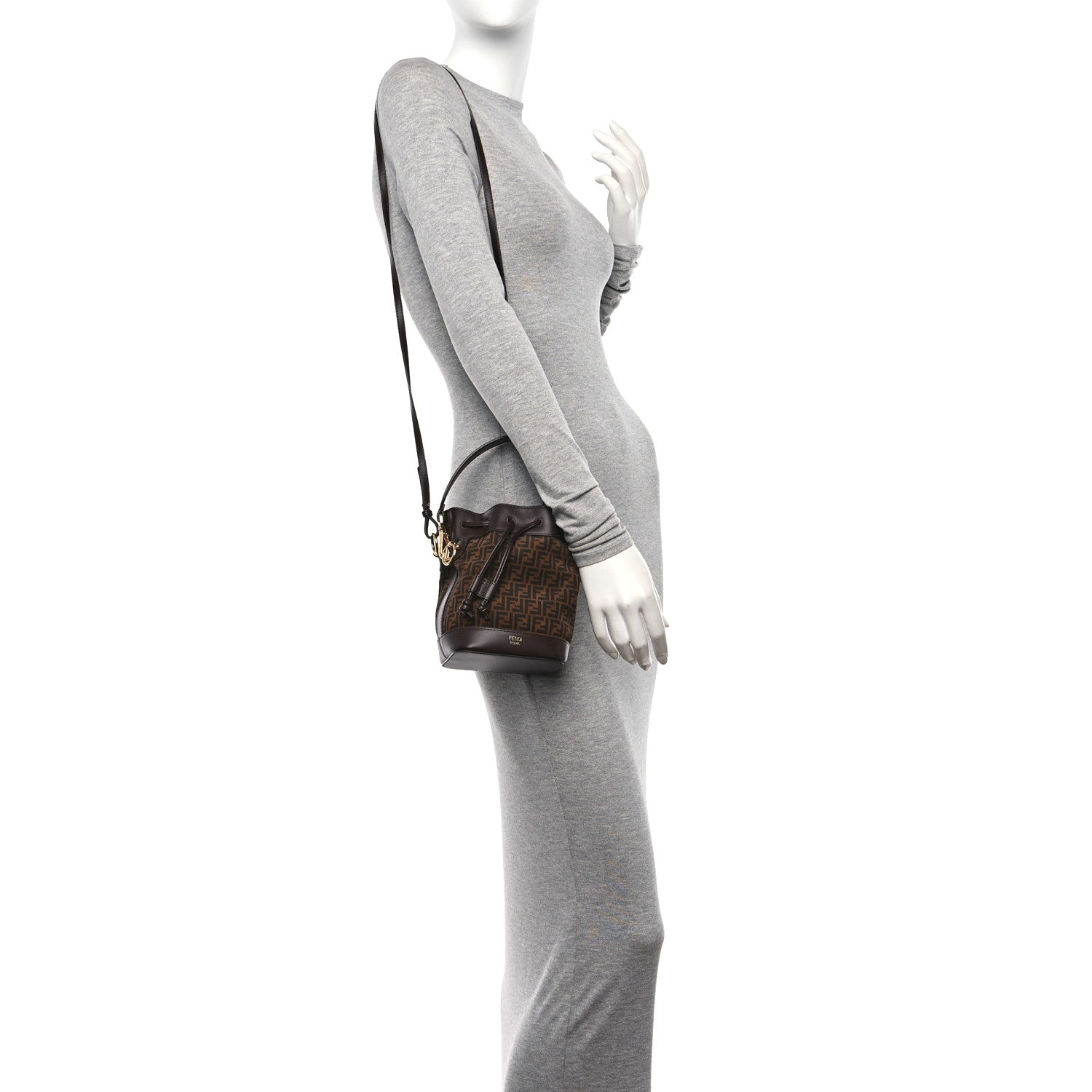 Fendi Suede Vitello King F is Fendi Micro FF Mini Mon Tresor Bucket Bag Sigaro Marrone Ebano 2 of 10