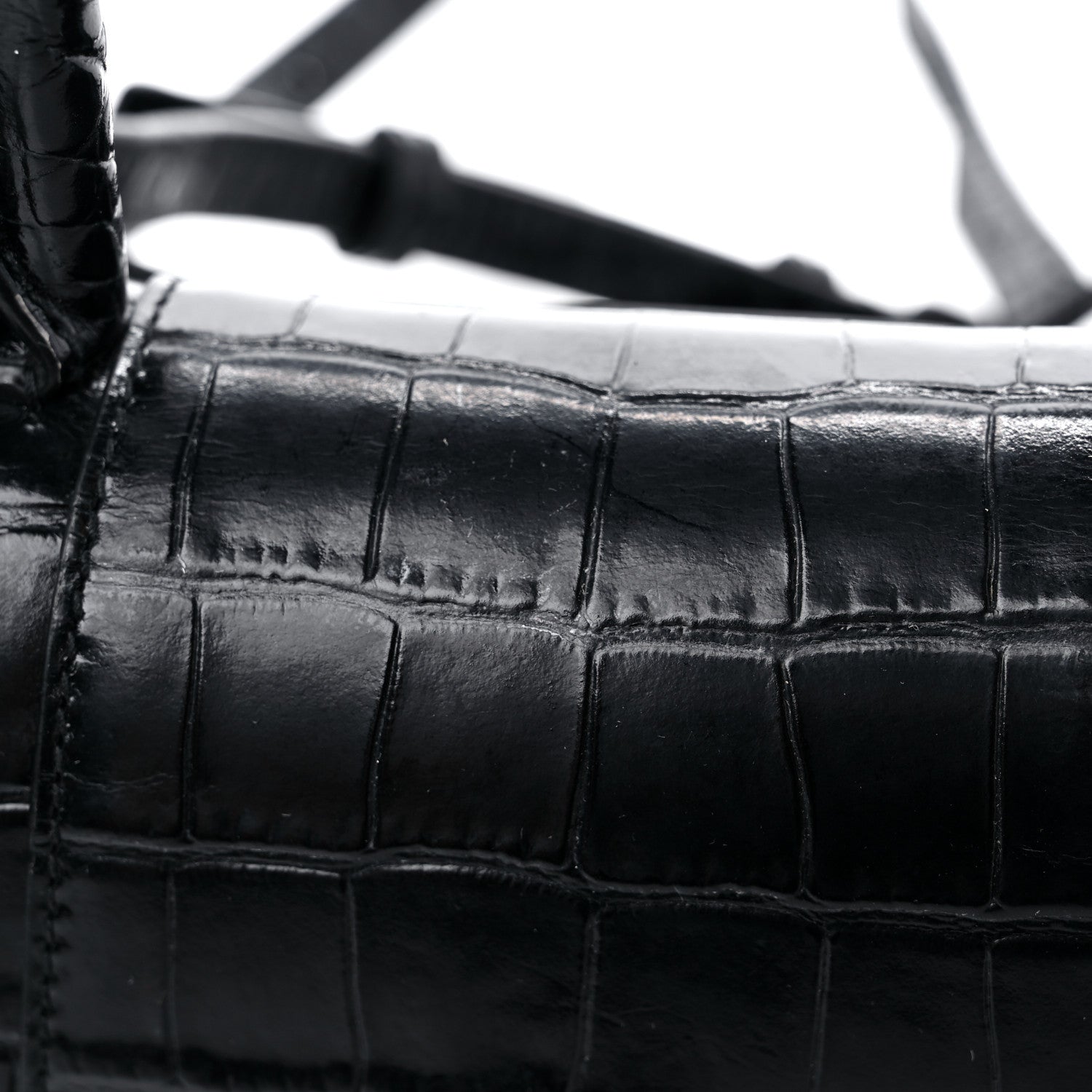 Balenciaga Shiny Calfskin Monochrome Crocodile Embossed Hourglass Top Handle Bag XS Black 11 of 13