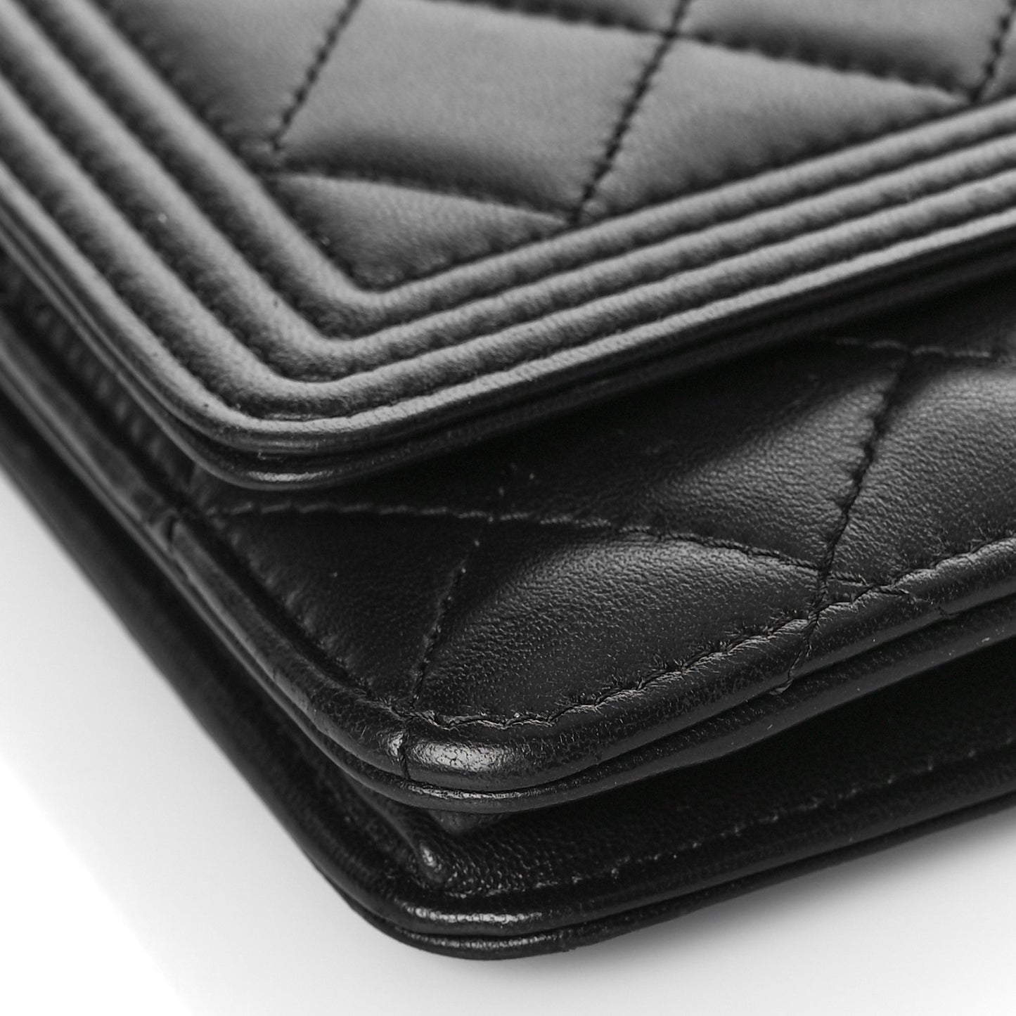 Lambskin Quilted Boy Wallet On Chain WOC Black