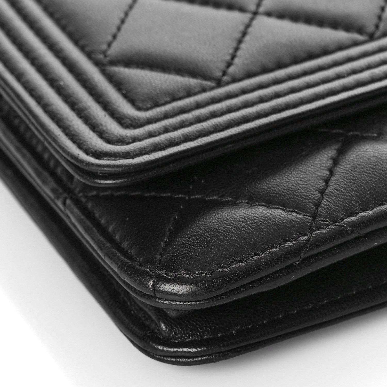 Chanel Lambskin Quilted Boy Wallet On Chain WOC Black 9 of 15