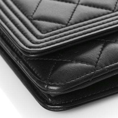 Chanel Lambskin Quilted Boy Wallet On Chain WOC Black 9 of 15