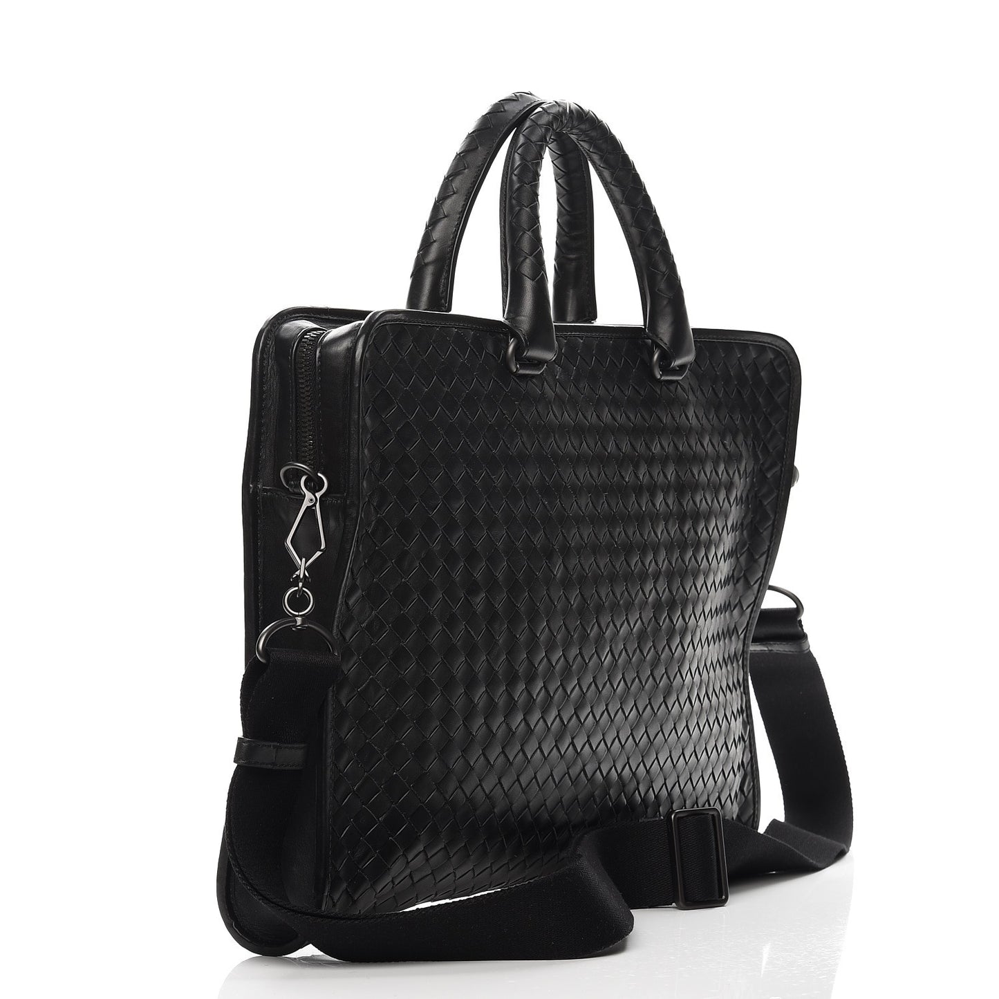 Calfskin Intrecciato Briefcase Nero Black
