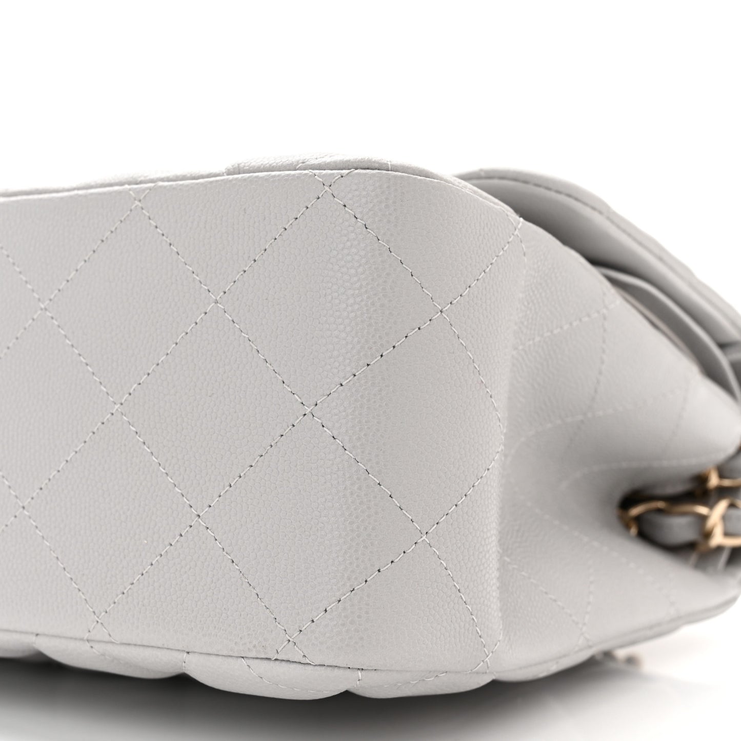 Caviar Quilted Jumbo Double Flap Grey