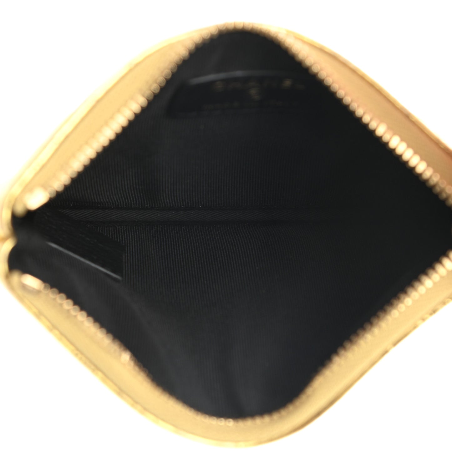 Metallic Calfskin Crocodile Embossed Cocodile Small Cosmetic Case Gold